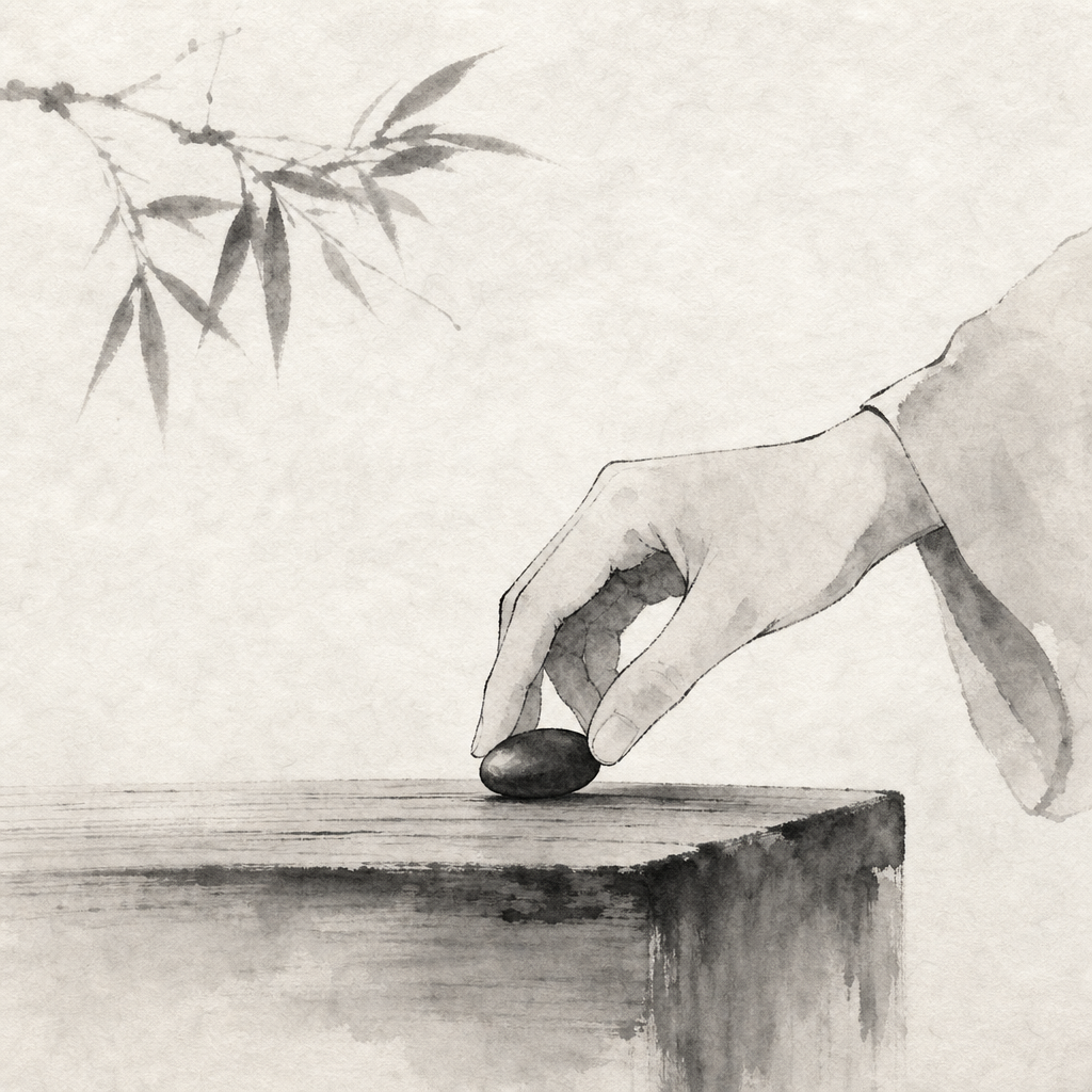 黑棋一手形成橫向與斜向兩個三的雙三示意
