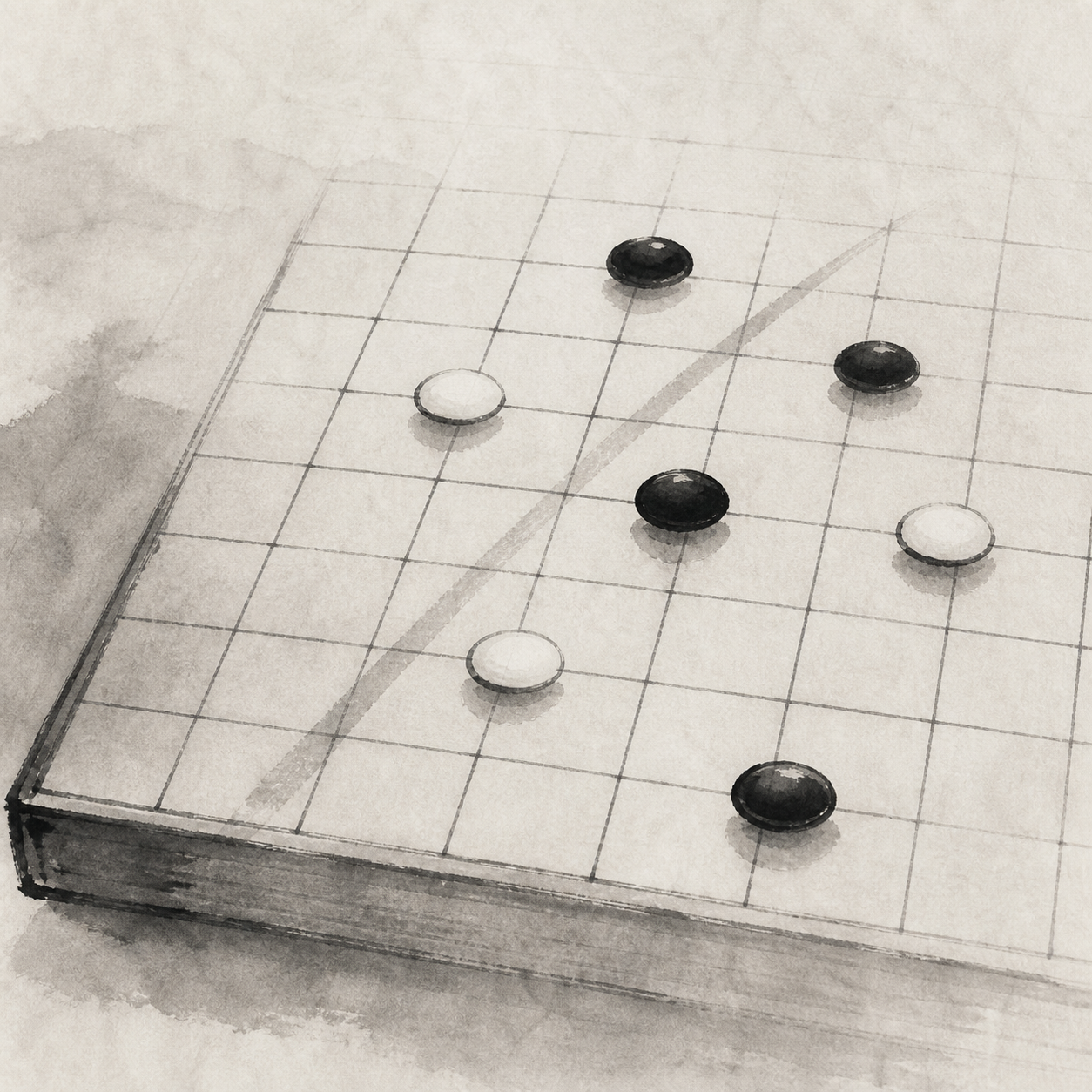 五子棋中由活三轉為衝四再轉為必勝點的示意圖