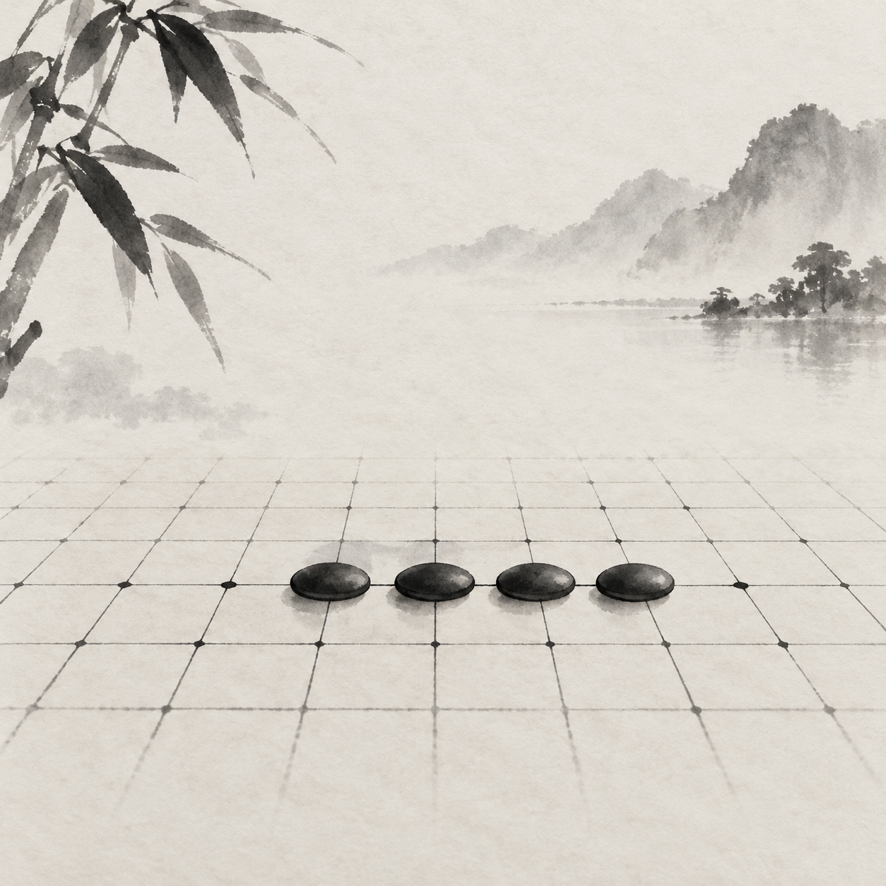 活四の両端で五目を作れることを示す図