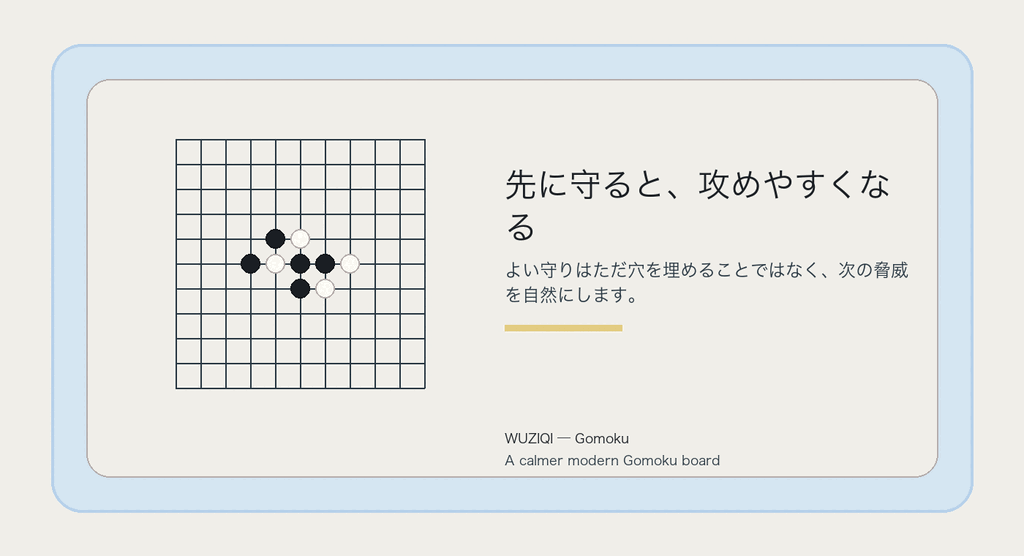 よい守りは次の攻めを盤面に置きます。