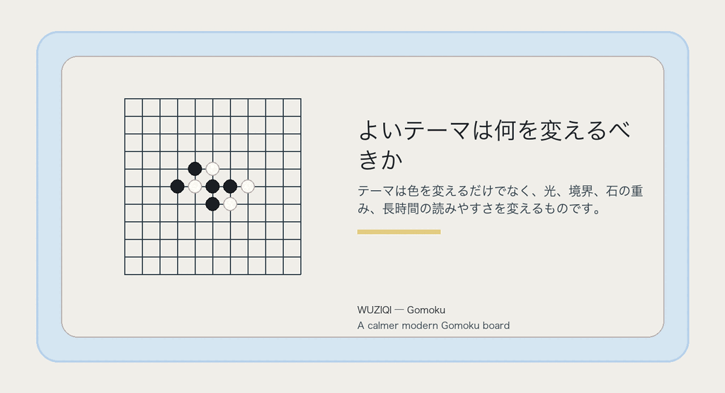 テーマの目的は新しさではなく、長く見られることです。